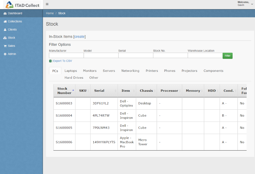 Image showing a stock list